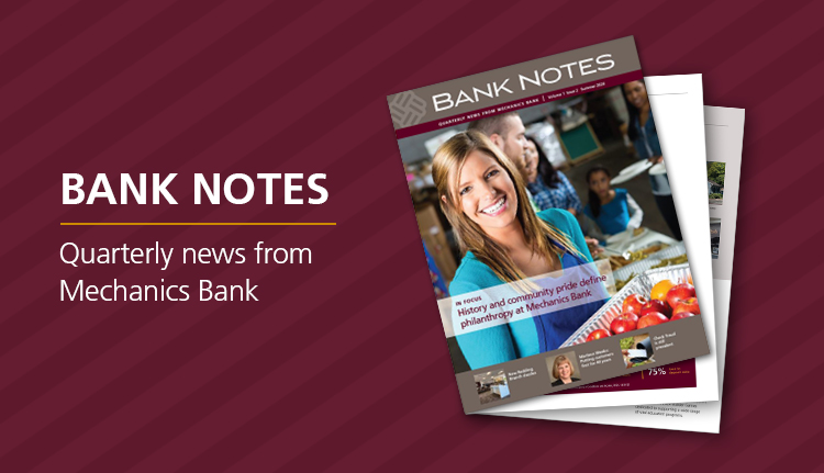 graphic to promote quarterly newsletter "Bank Notes" for summer 2024