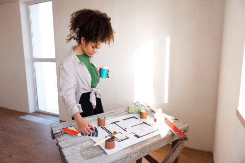 woman doing home renovations
