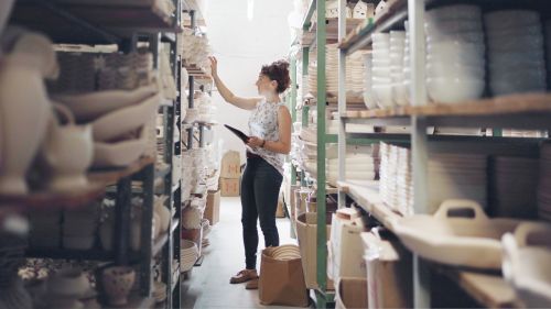woman checking inventory